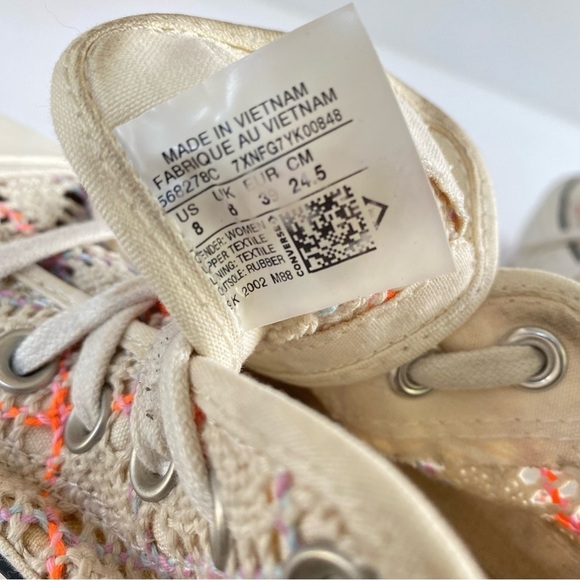 CONVERSE Chuck Taylor All Star Low Boho Crochet Limited Edition 568278C Size 8 - Picture 11 of 13